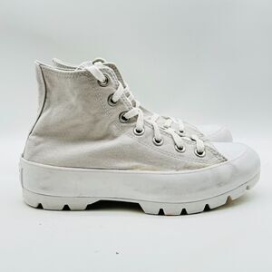 Converse Shoes Womens 8 Gray White Sneakers Platform High Top Lugged Sole Chucks